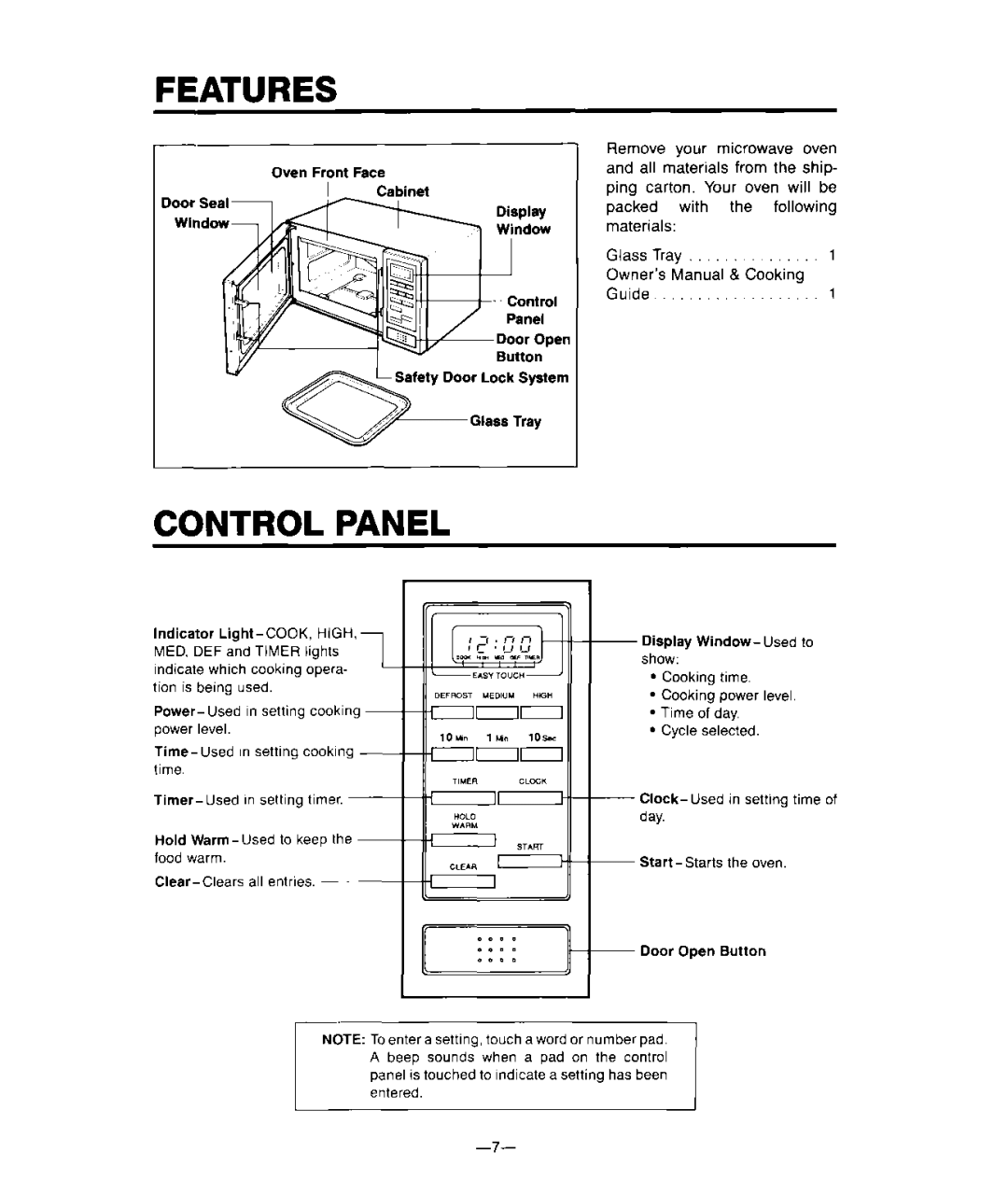 Whirlpool MCE04XW warranty Control Panel 