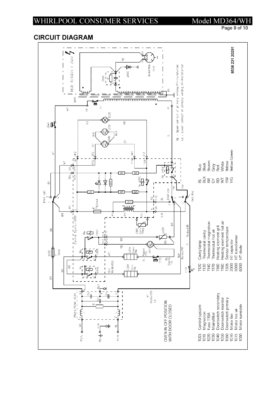 Whirlpool MD364/WH service manual Circuit Diagram 