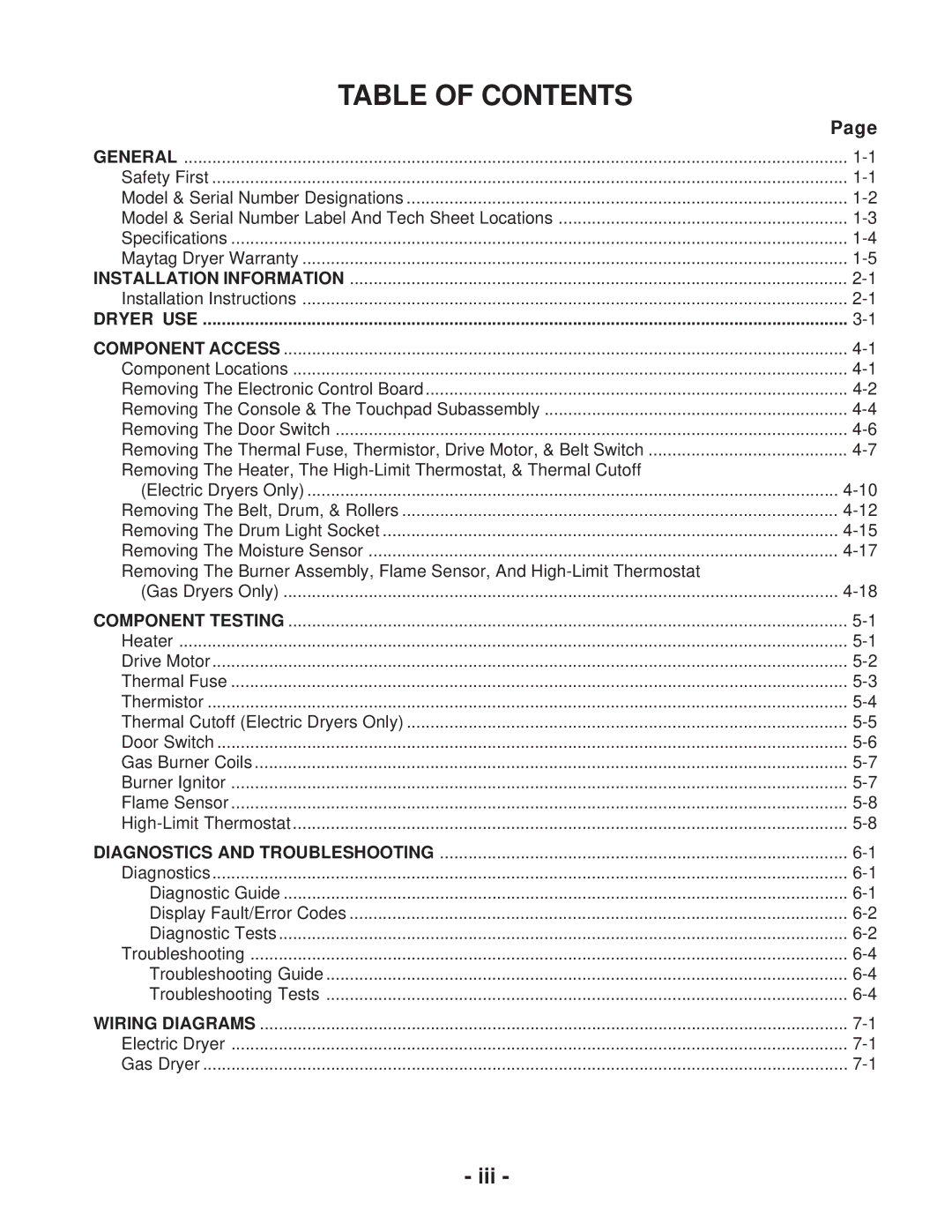 Whirlpool MED / GD 9700S, MED / GD 9600S manual Table of Contents 