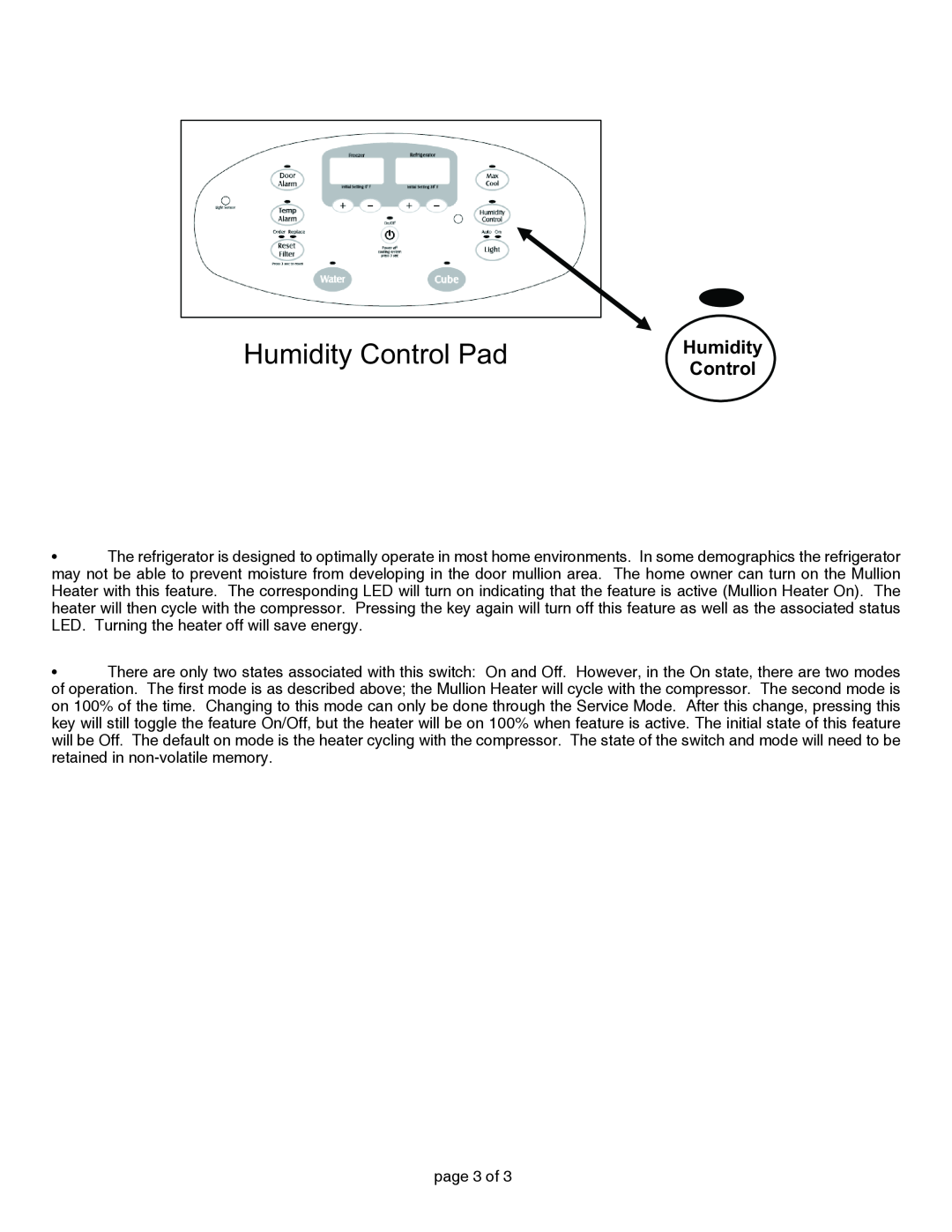 Whirlpool MFI226AE manual Humidity Control Pad 