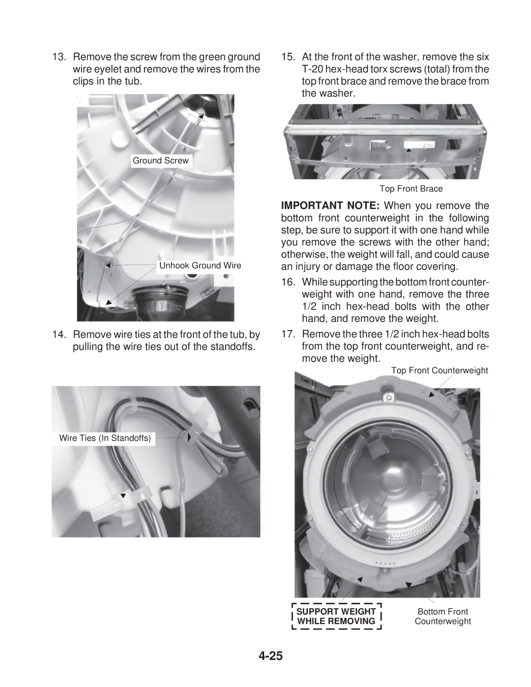 Whirlpool MFW 9700S, MFW 9600S manual Support Weight While Removing 