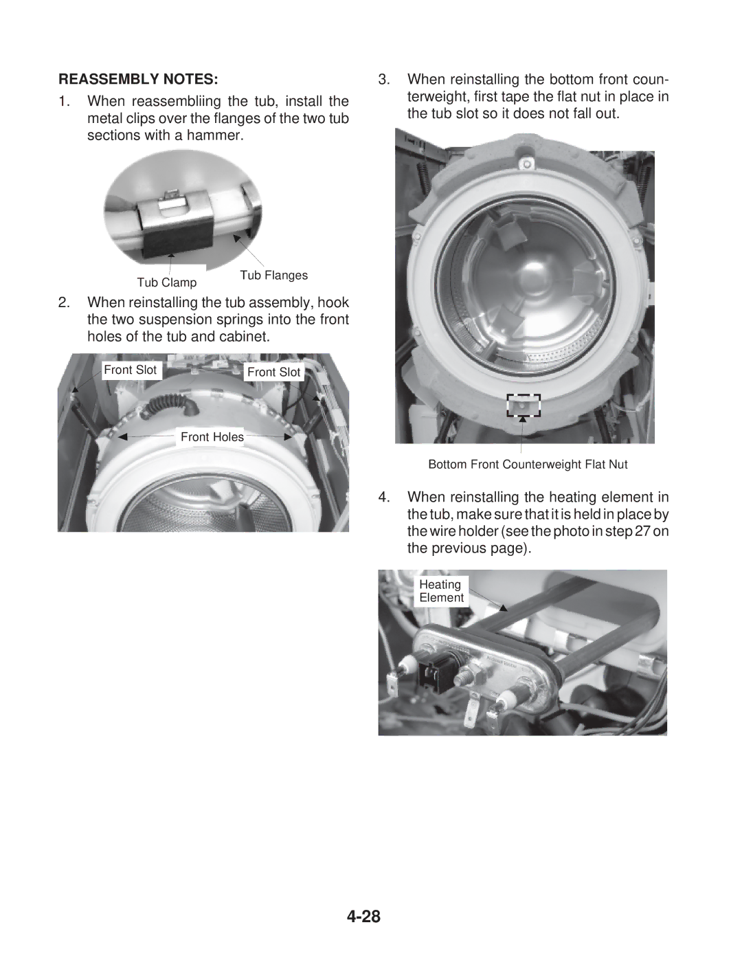 Whirlpool MFW 9600S, MFW 9700S manual Reassembly Notes 