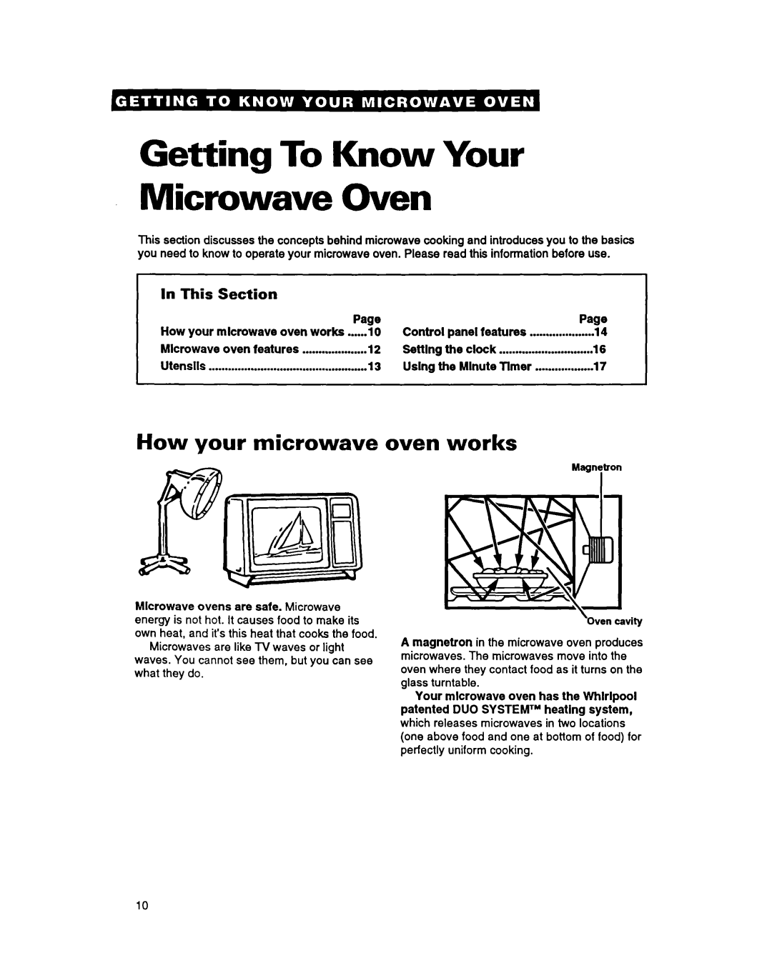 Whirlpool MG3090XAB, MG207OXAQ, MG207OXAB Getting To Know Your Microwave Oven, How your microwave oven works, This Section 