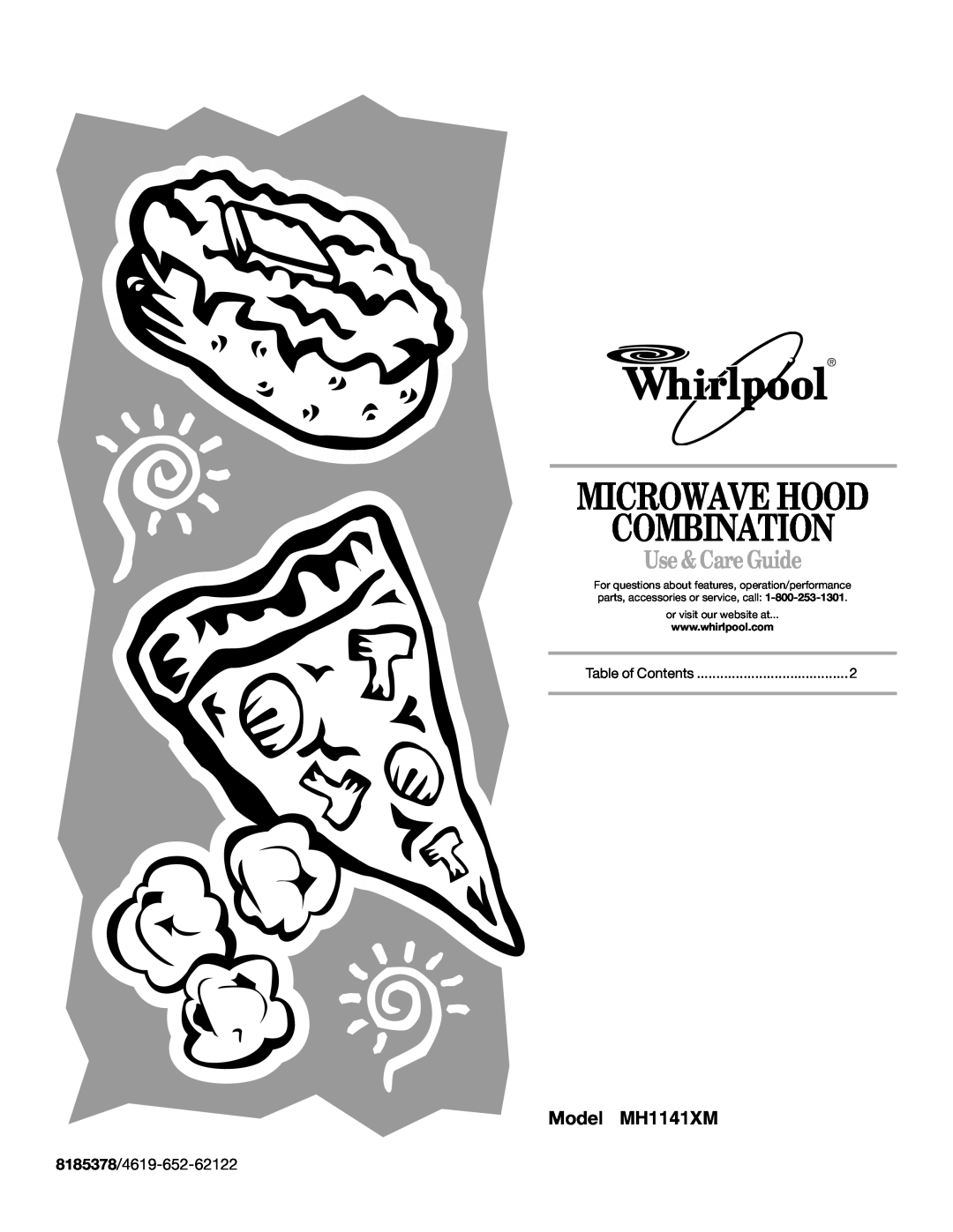 Whirlpool manual Microwave Hood Combination, Use & Care Guide, Model MH1141XM, 8185378/4619-652-62122 