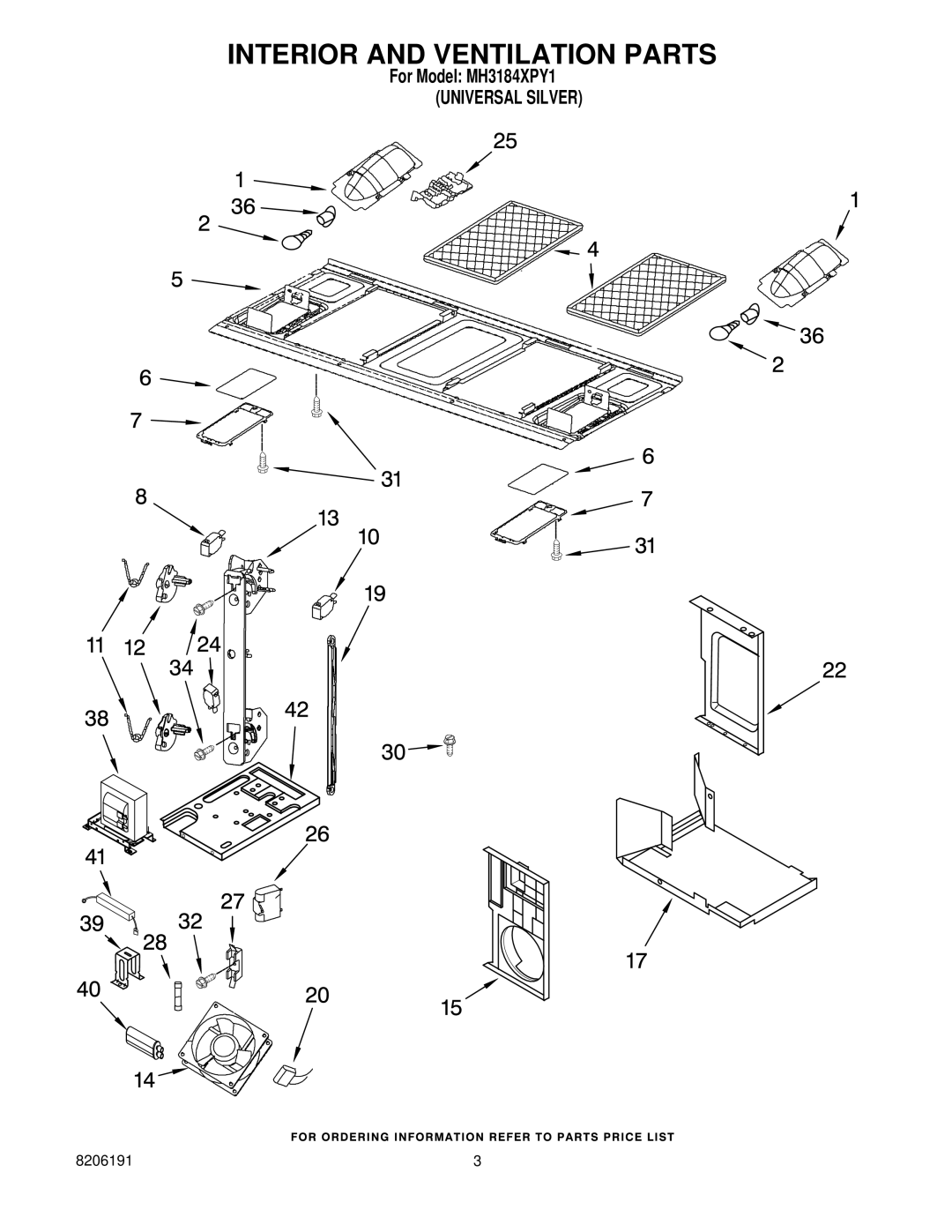 Whirlpool MH3184XPY1 manual Interior and Ventilation Parts 