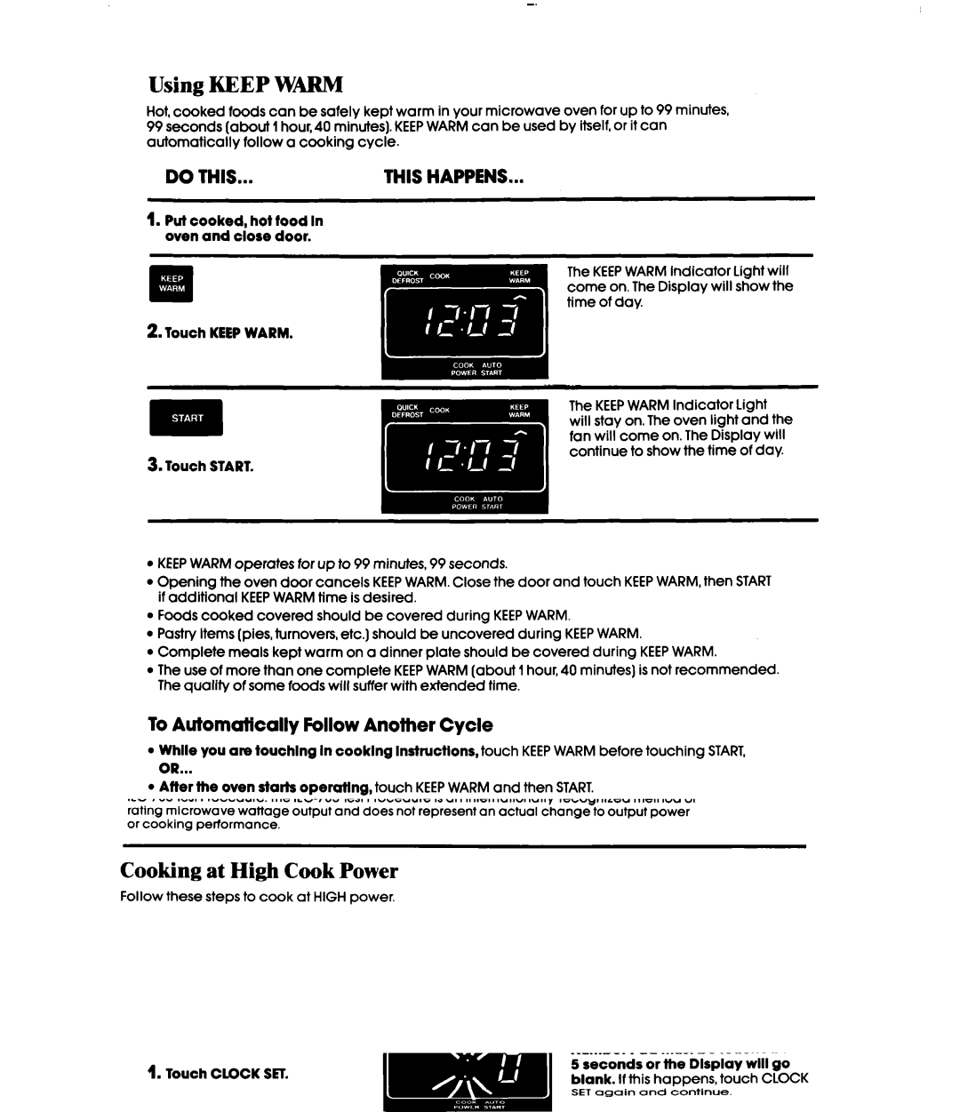 Whirlpool MH6100XY manual Using Keep Warm, To Automatically Follow Another Cycle 