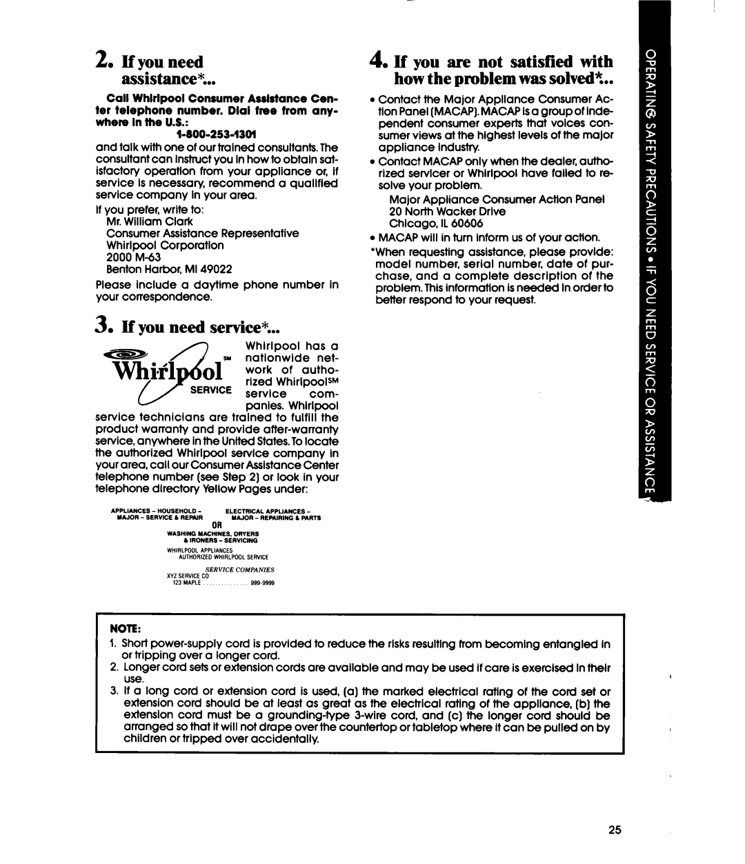 Whirlpool MH6100XY manual If you need Assistance, If you need service, 2000 M-63 