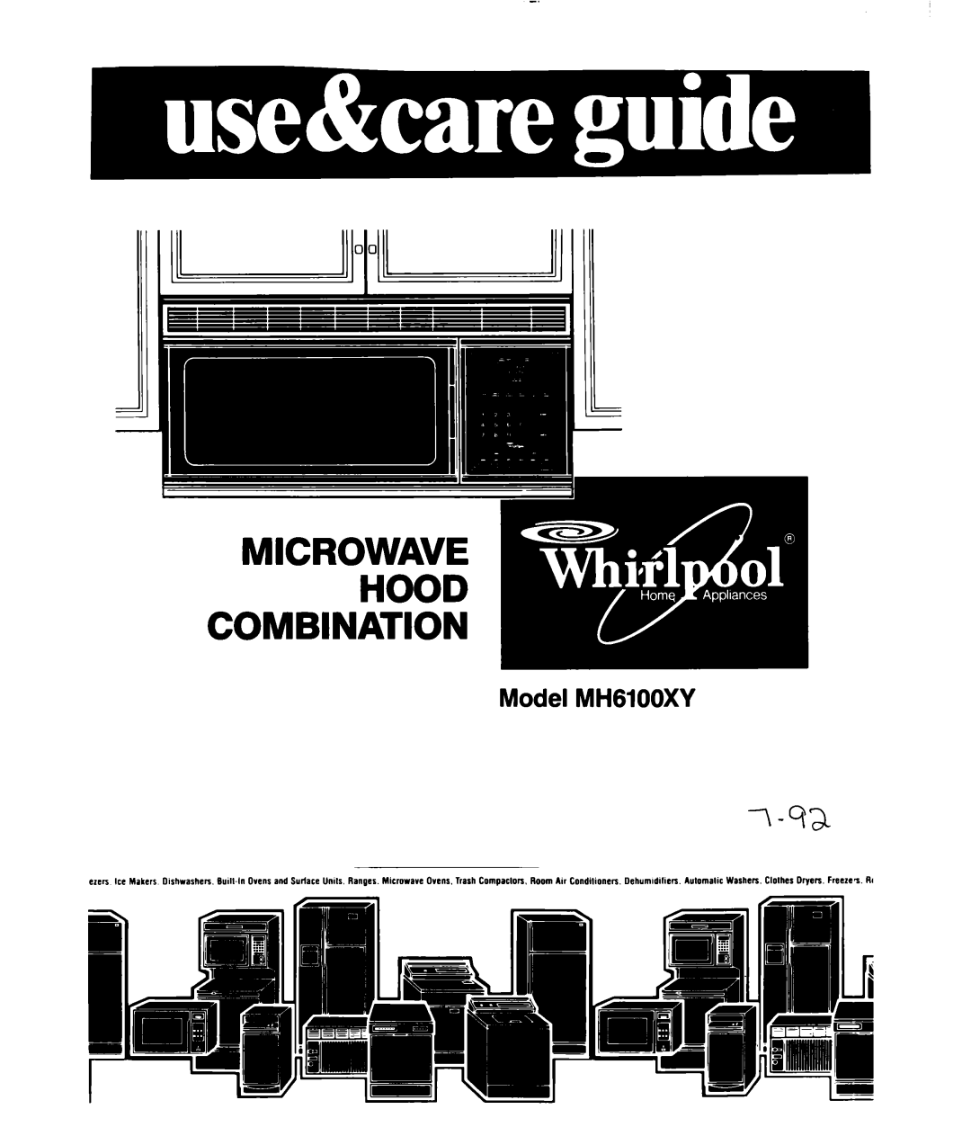 Whirlpool MH6100XY manual Microwave Combination, Model MH61OOXY 