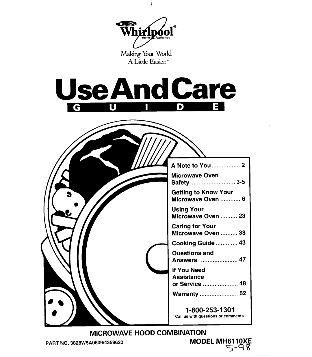 Whirlpool MH6110XE warranty UseAndCare 