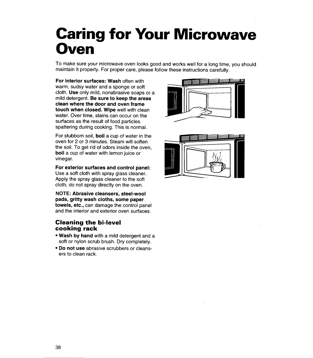 Whirlpool MH6110XE warranty Caring for Your Microwave Oven, Cleaning the bi-level Cooking rack 