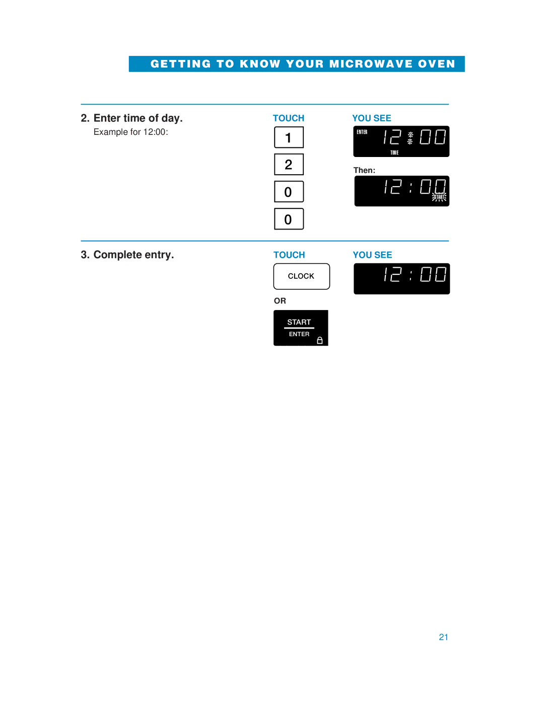 Whirlpool YMH6130XE warranty Enter time of day, Complete entry 