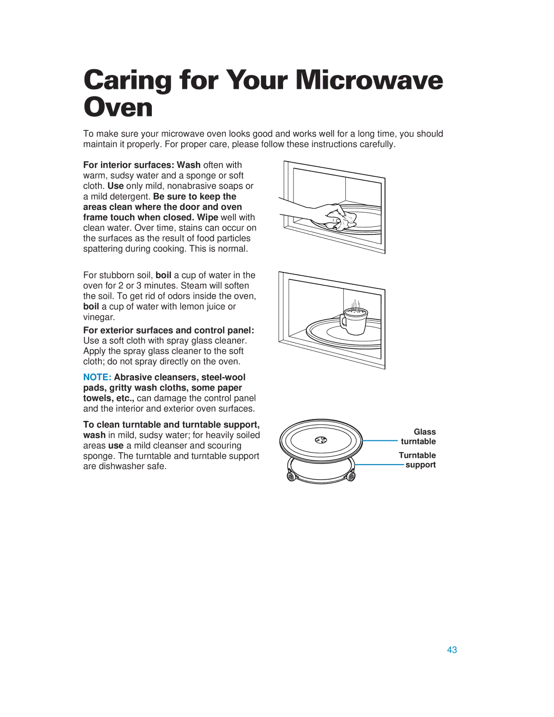 Whirlpool YMH6130XE warranty Caring for Your Microwave Oven 