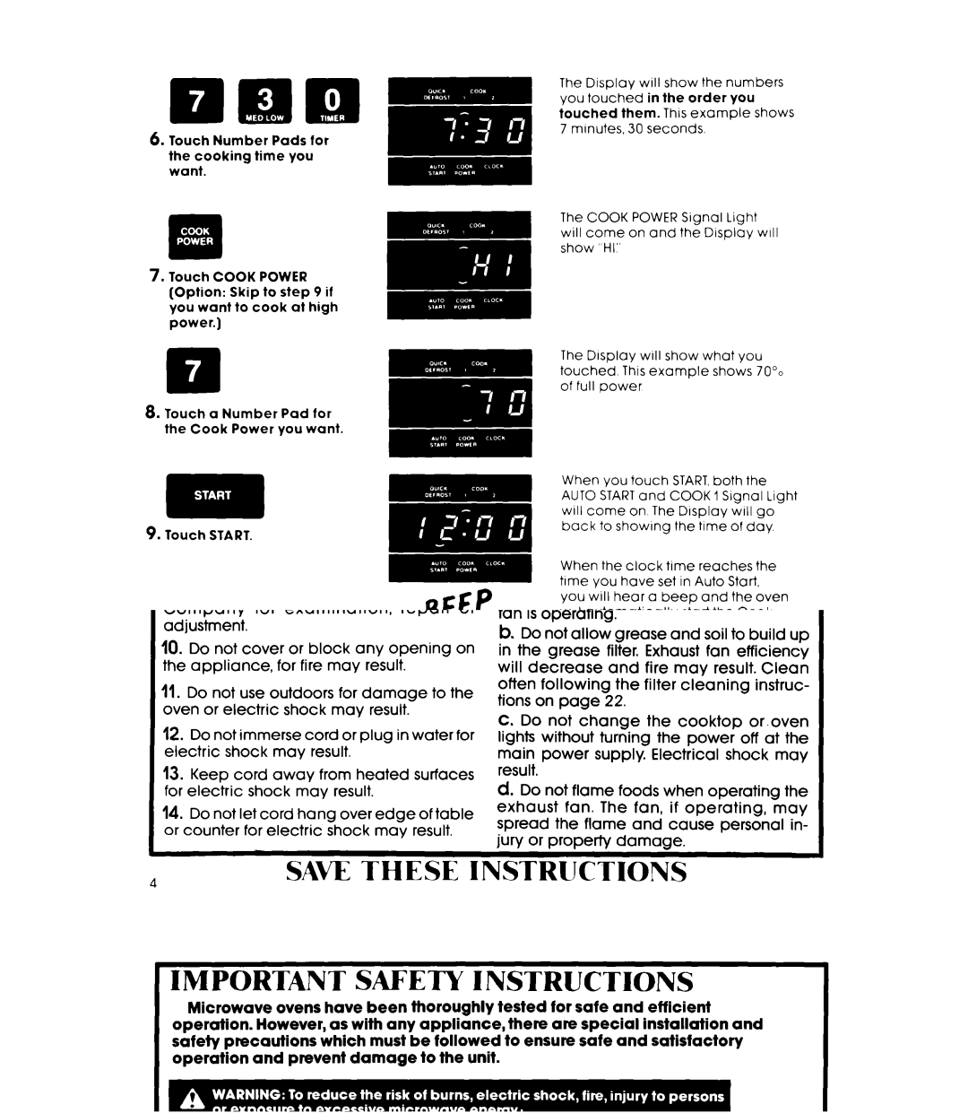 Whirlpool MH6600XM manual Count down 