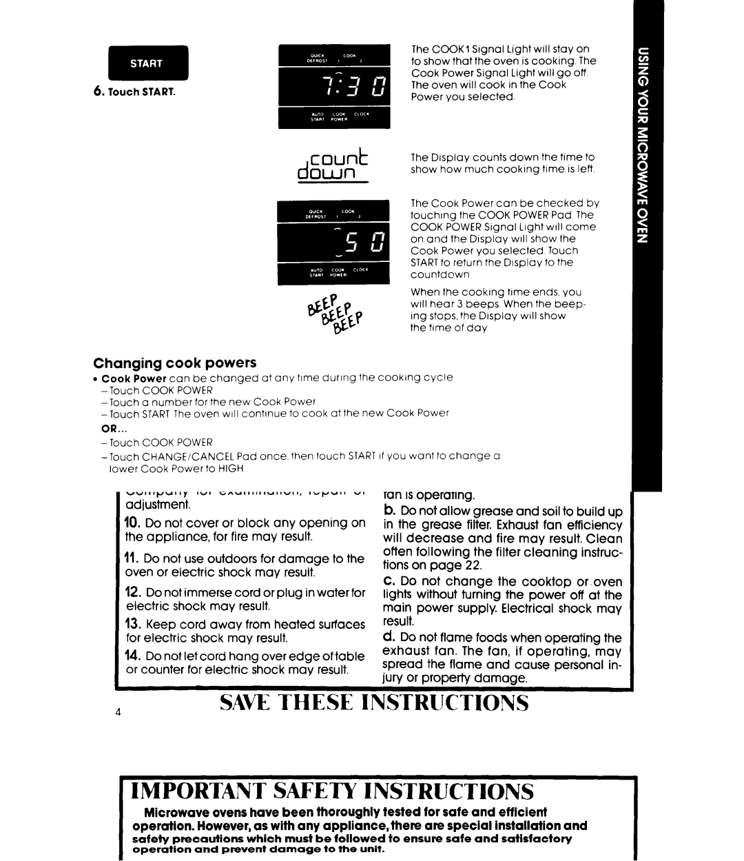 Whirlpool MH6600XM manual Cooking in two cycles, Changing cook powers 