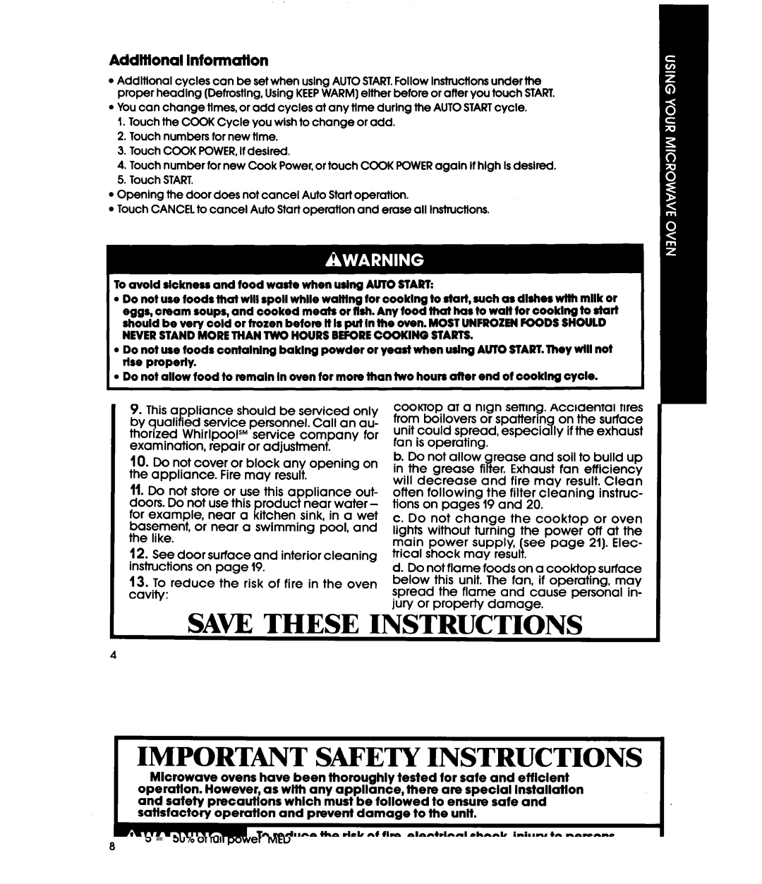 Whirlpool MH6600XWl, MH66OOXXO manual Other Operating Hints, AddMonal inforrnatlon 