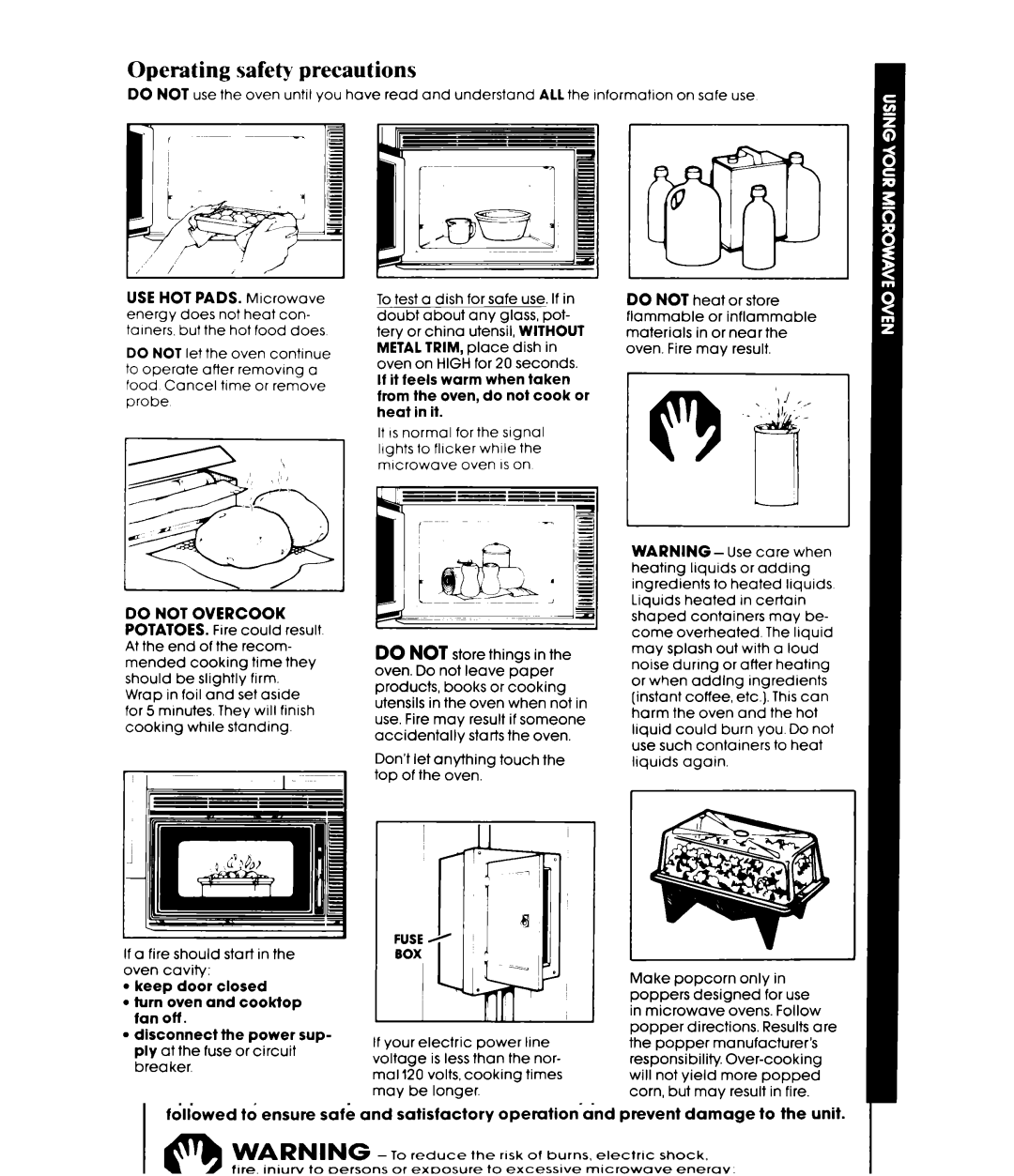 Whirlpool MH6700XM manual Operating safety precautions 