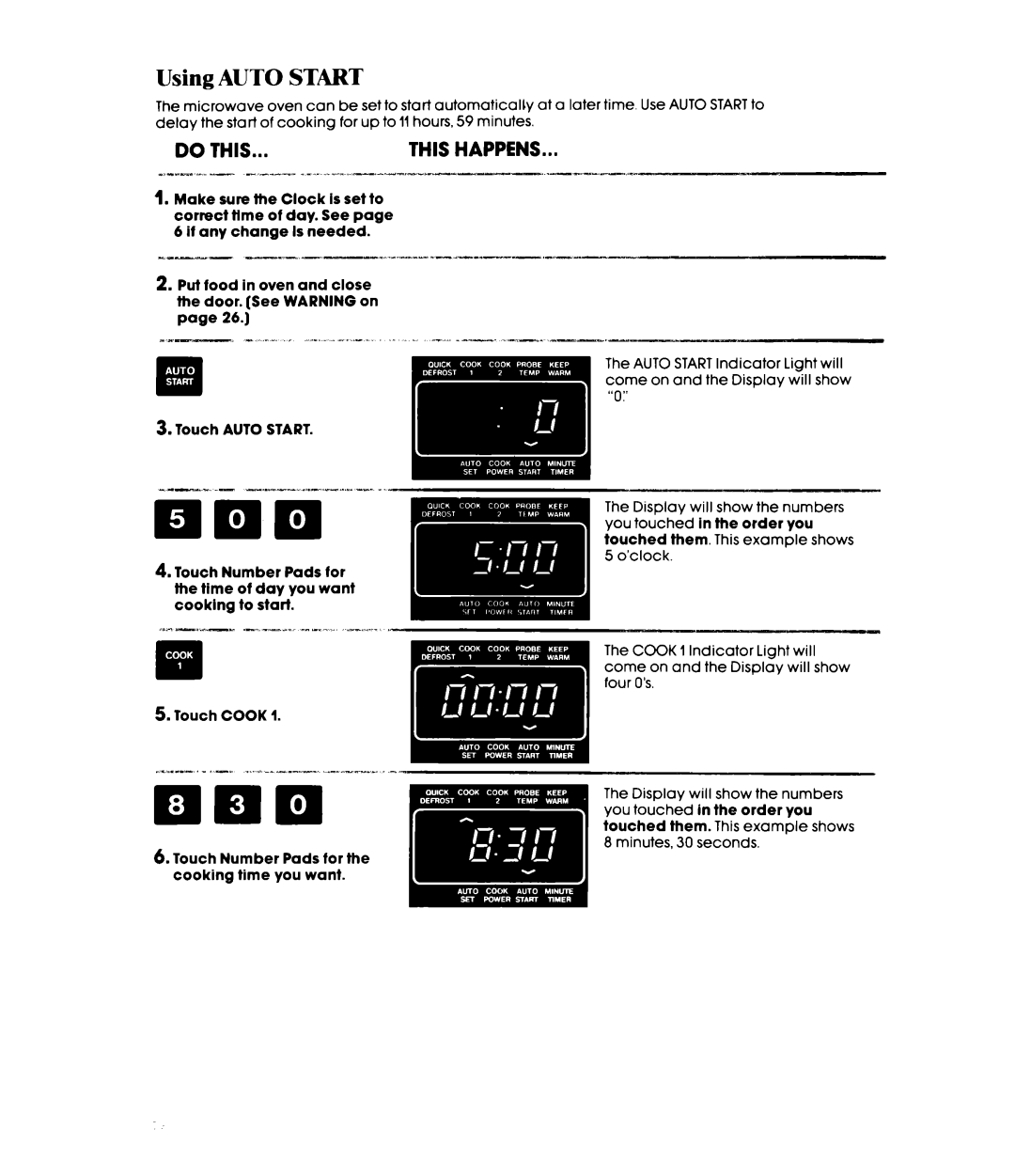 Whirlpool MH6700XW, MH6701XW manual Using Auto Start, Do this This Happens 