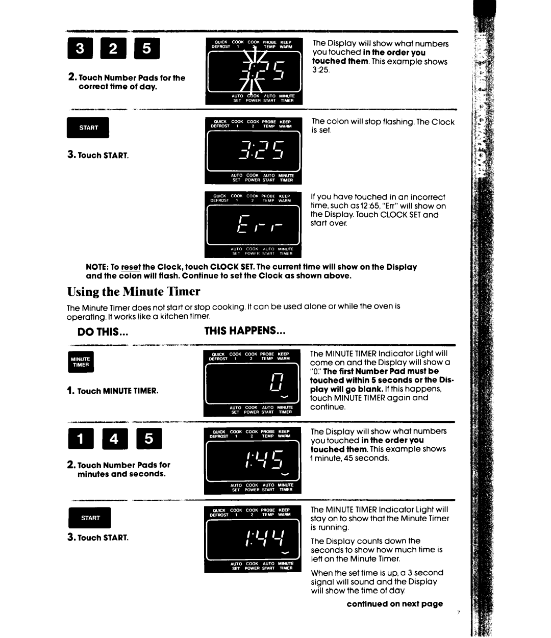 Whirlpool MH6700XW, MH6701XW manual Using the Minute Timer, Do this This Happens 