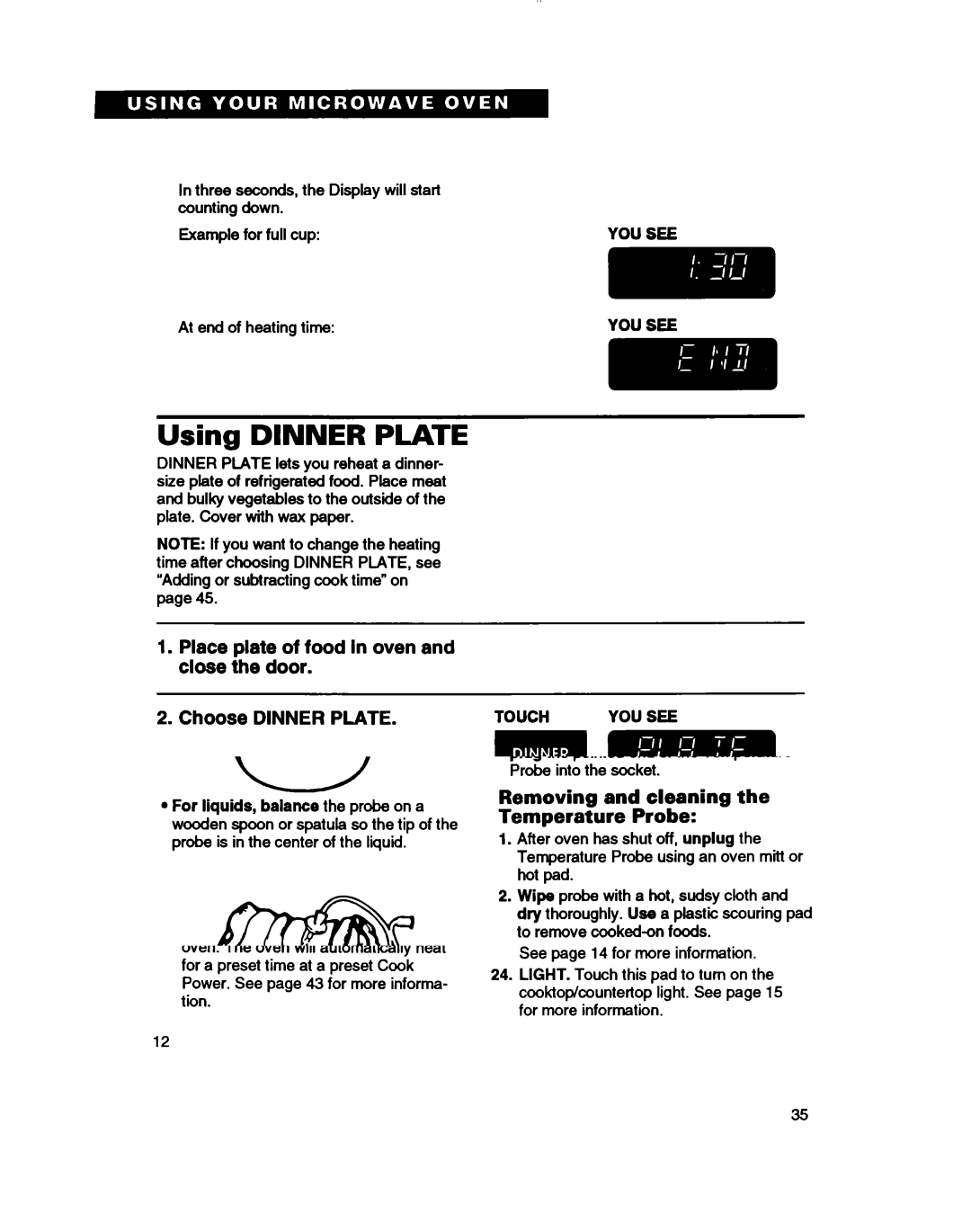 Whirlpool MH7110XB warranty Using Dinner Plate 