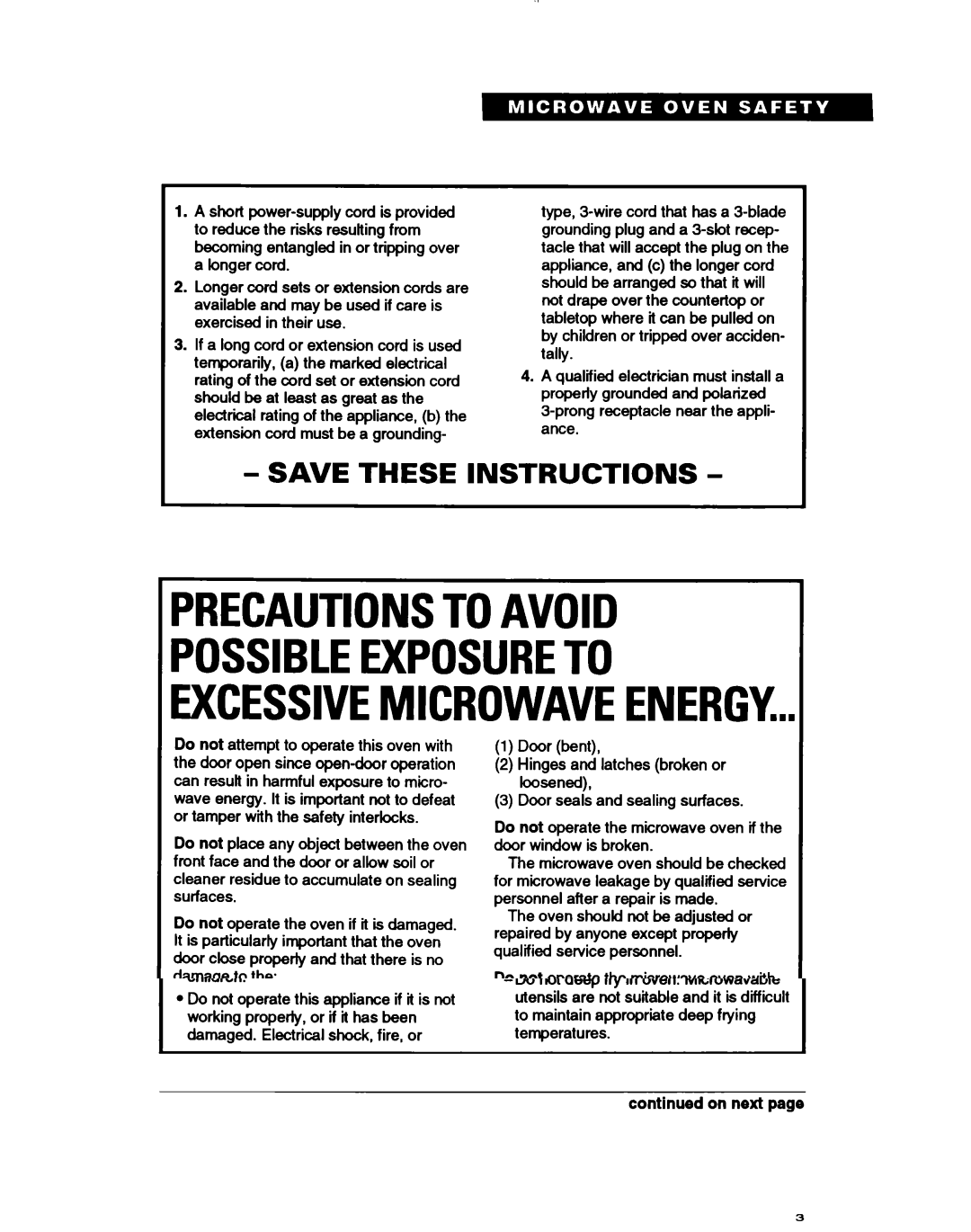 Whirlpool MH7110XB warranty Precautionstoavoid Possibleexposureto 