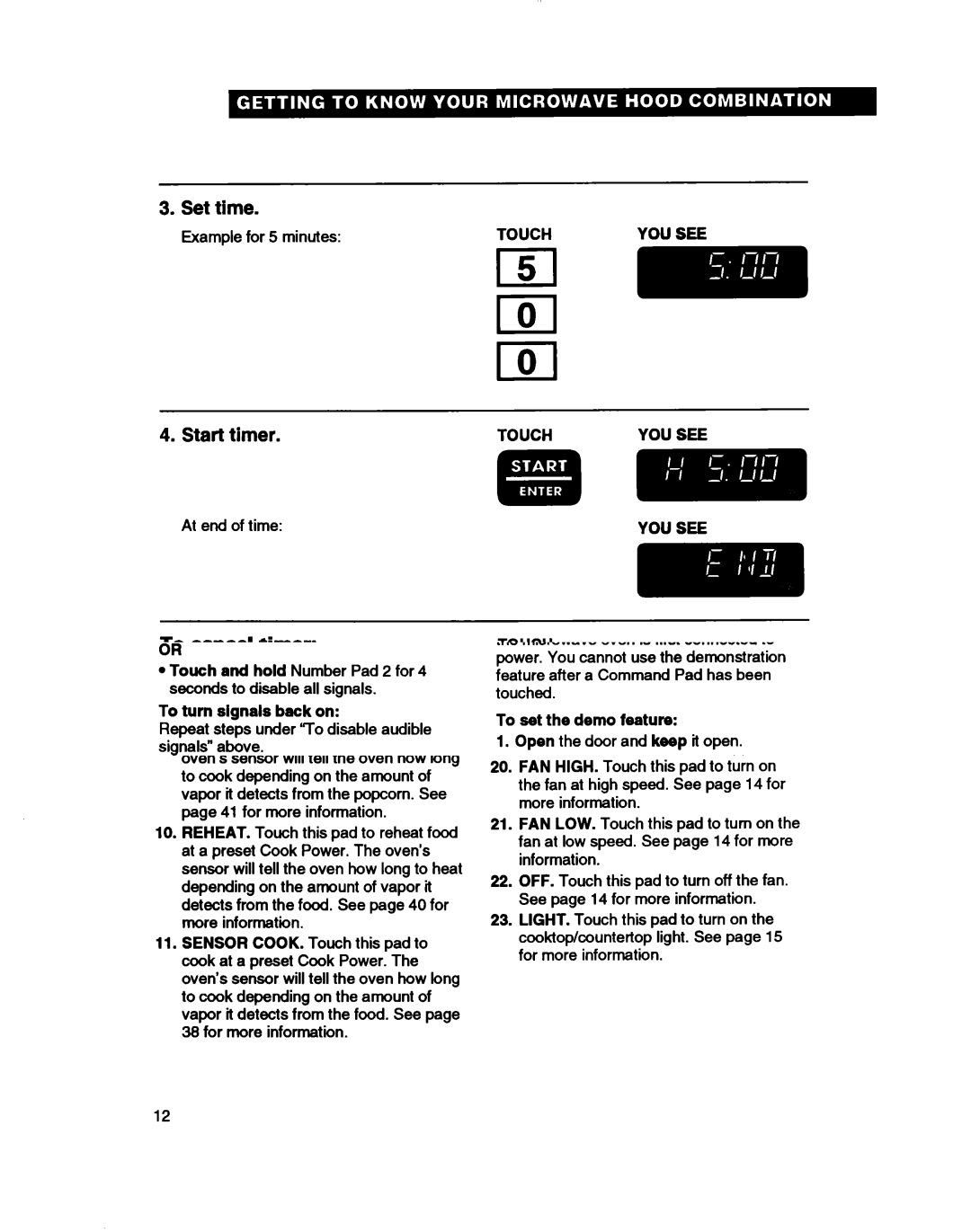 Whirlpool MH7115XB warranty Using the cooktop/countertop light, To cancel timer 