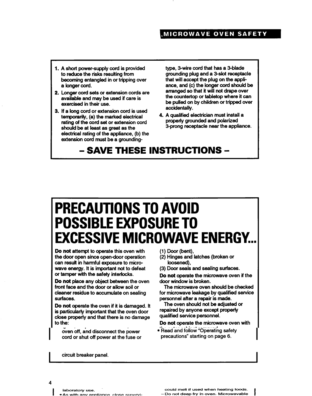 Whirlpool MH7115XB warranty Precautionstoavoid, Door bwt 