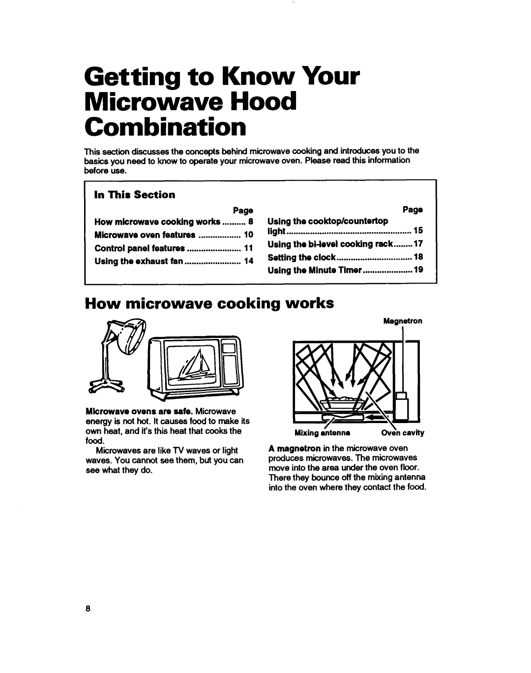 Whirlpool MH7115XB Getting to Know Your Microwave Hood Combination, How microwave cooking works, In This, Section, Control 