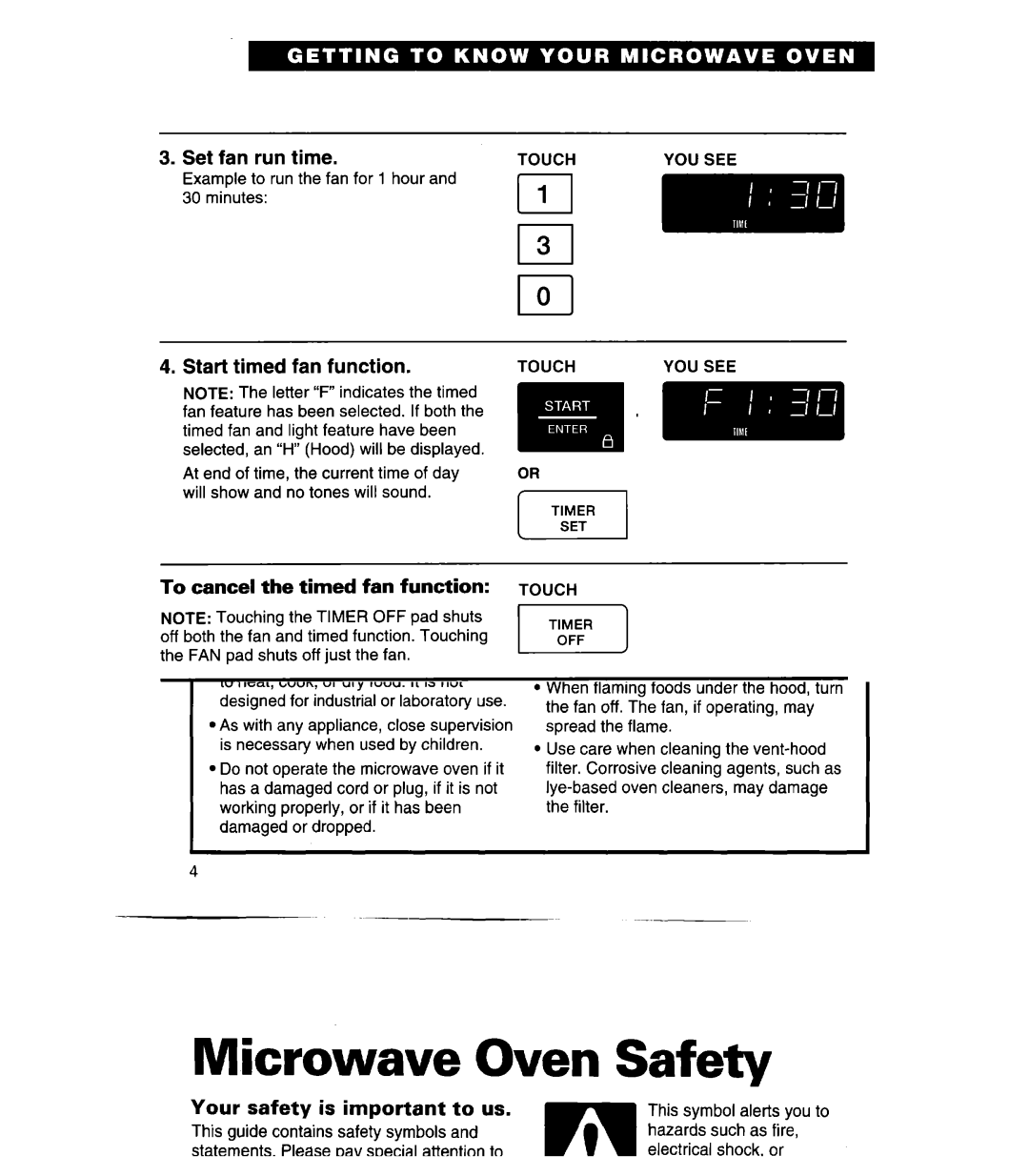 Whirlpool MH7130XE warranty Using the cooktop/countertop light 