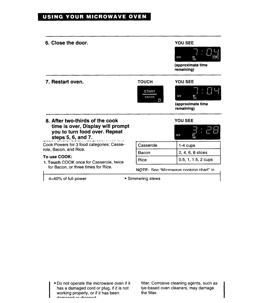 Whirlpool MH7130XE warranty At end of defrosting time 