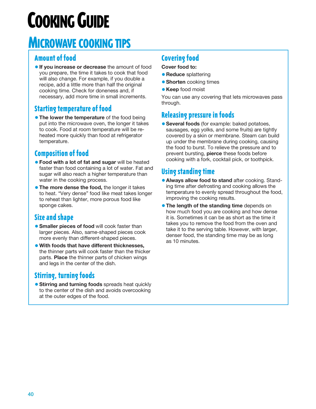 Whirlpool YMH7140XF installation instructions ¼COOKING Guide 