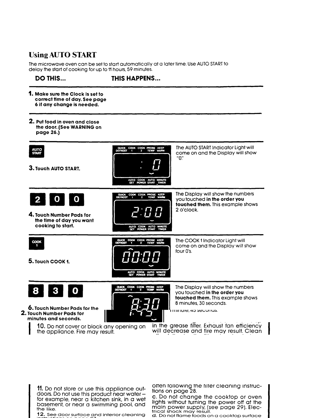 Whirlpool MH7lOOXY manual Using Auto Start 