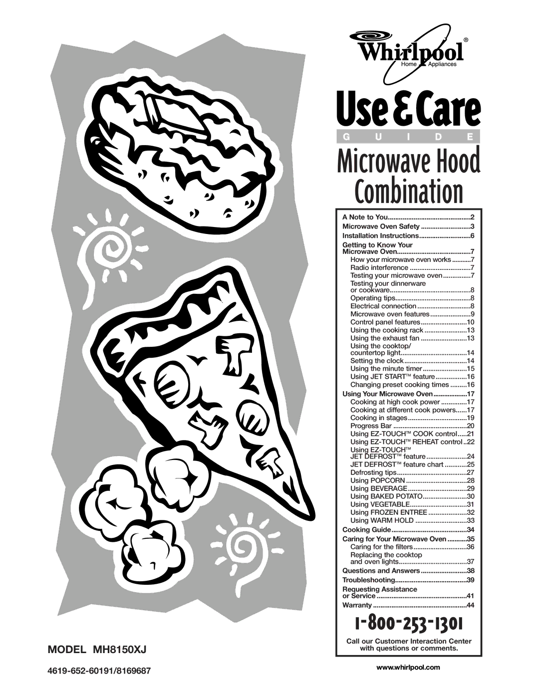 Whirlpool MH8150XJ installation instructions Combination 