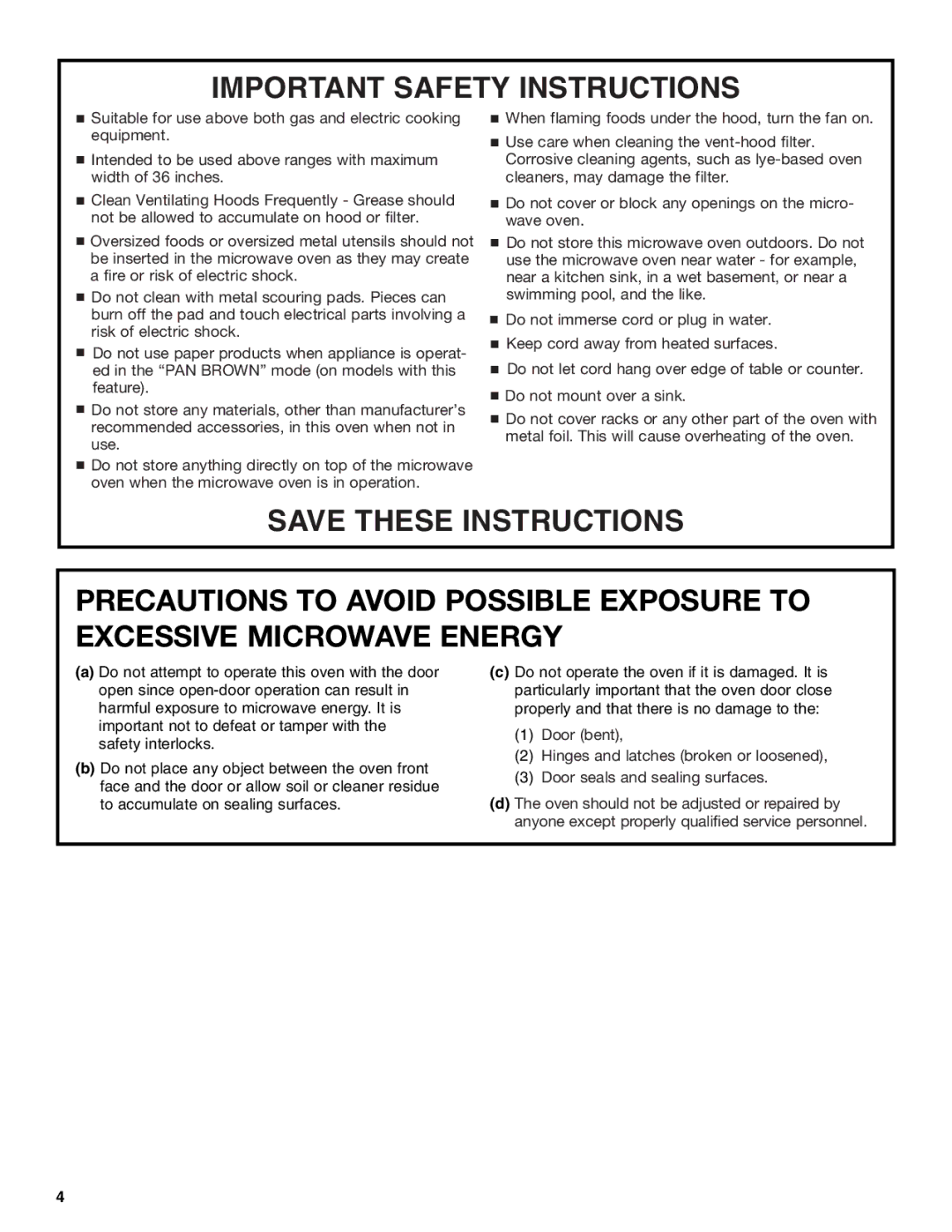 Whirlpool MH8150XM manual Important Safety Instructions 