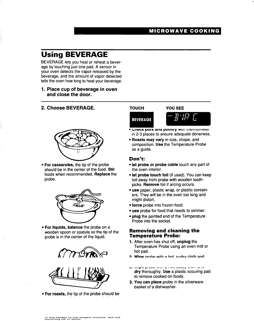 Whirlpool MH9115XB warranty Using Beverage 