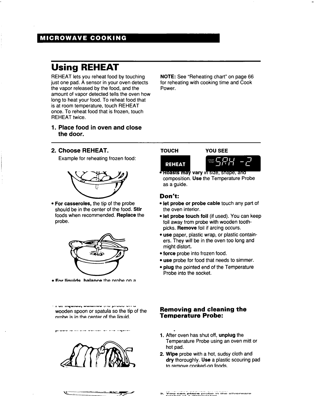 Whirlpool MH9115XB warranty Place food in oven and close the door Choose Reheat 