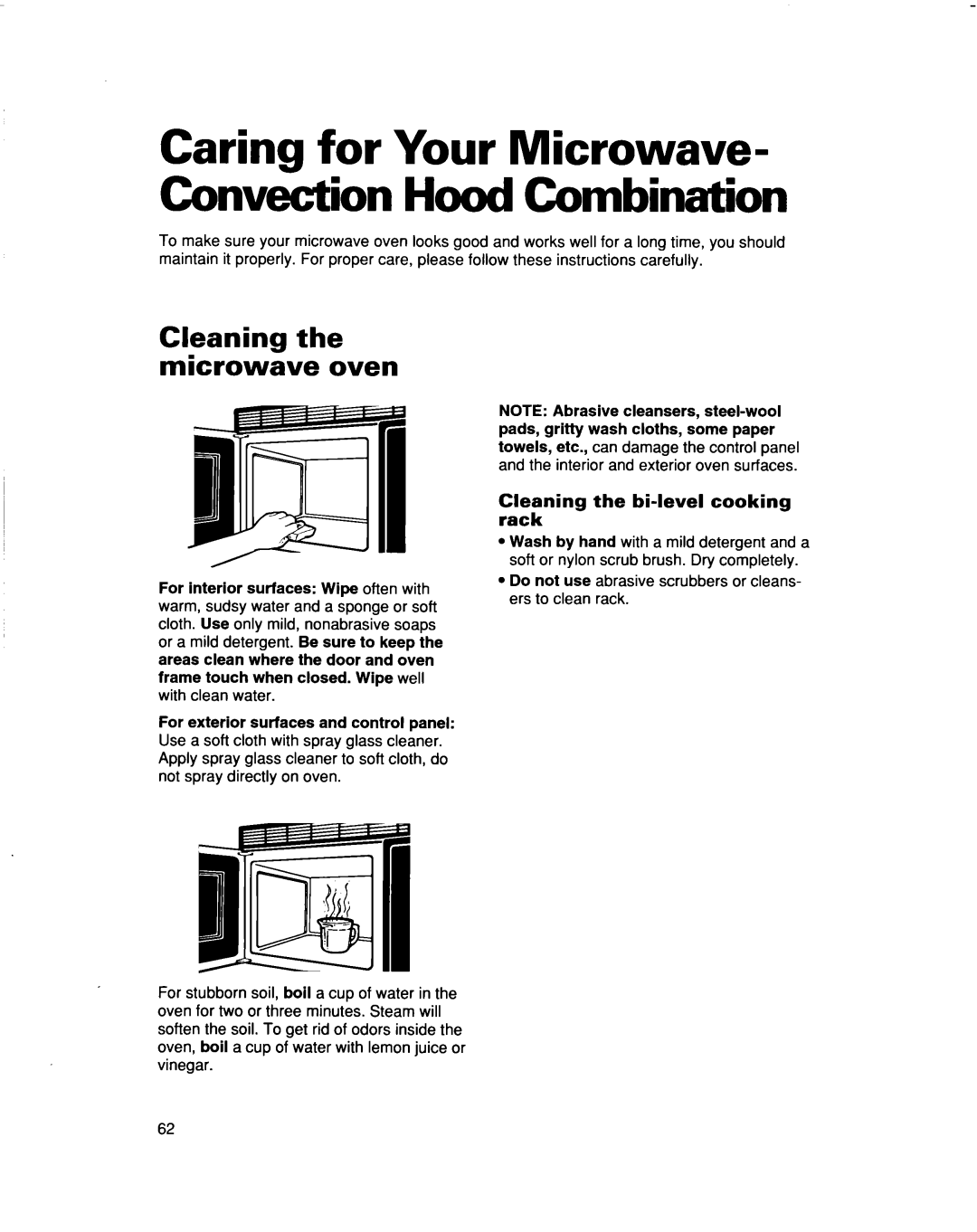 Whirlpool MH9115XB warranty Cleaning the microwave oven, C3Zning the bi-level cooking 