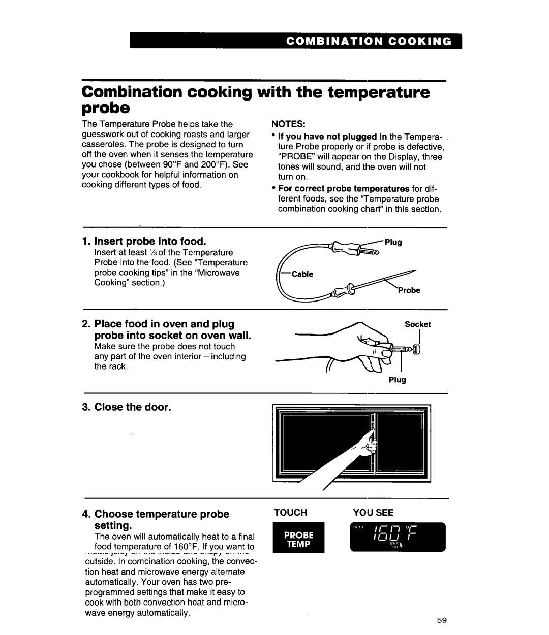 Whirlpool GH9115XE, MH9115XE warranty Combination cooking probe 