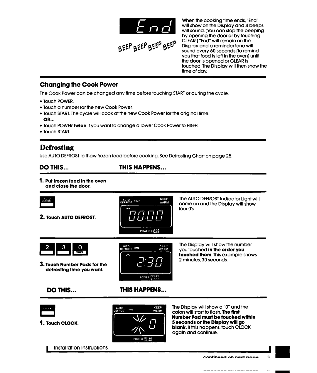 Whirlpool MHE10VW, MHE10RW warranty Defrosting, Changing the Cook Power 