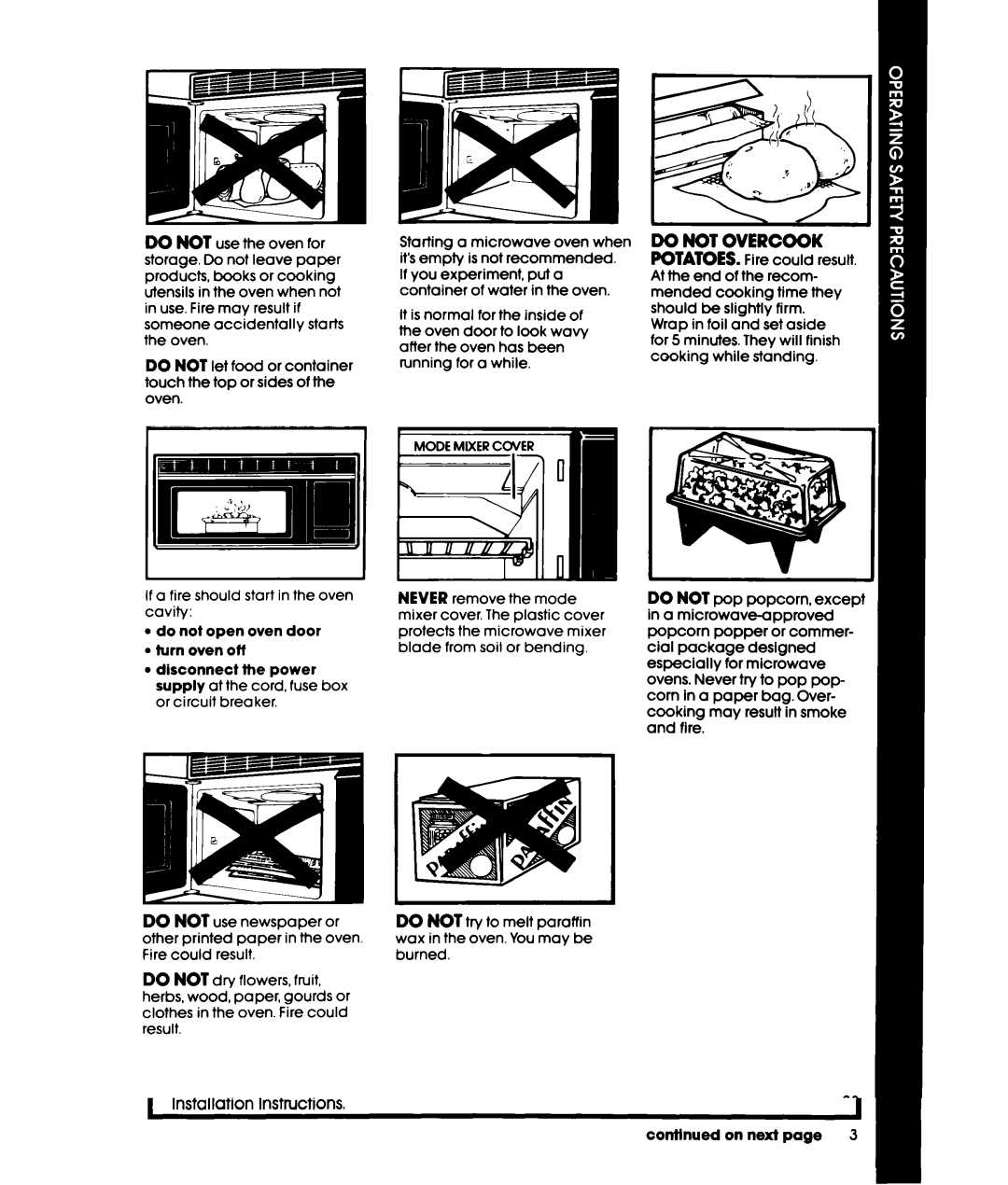 Whirlpool MHE10RW, MHE10VW warranty Do not Overcook, Do not open oven door l turn oven off 