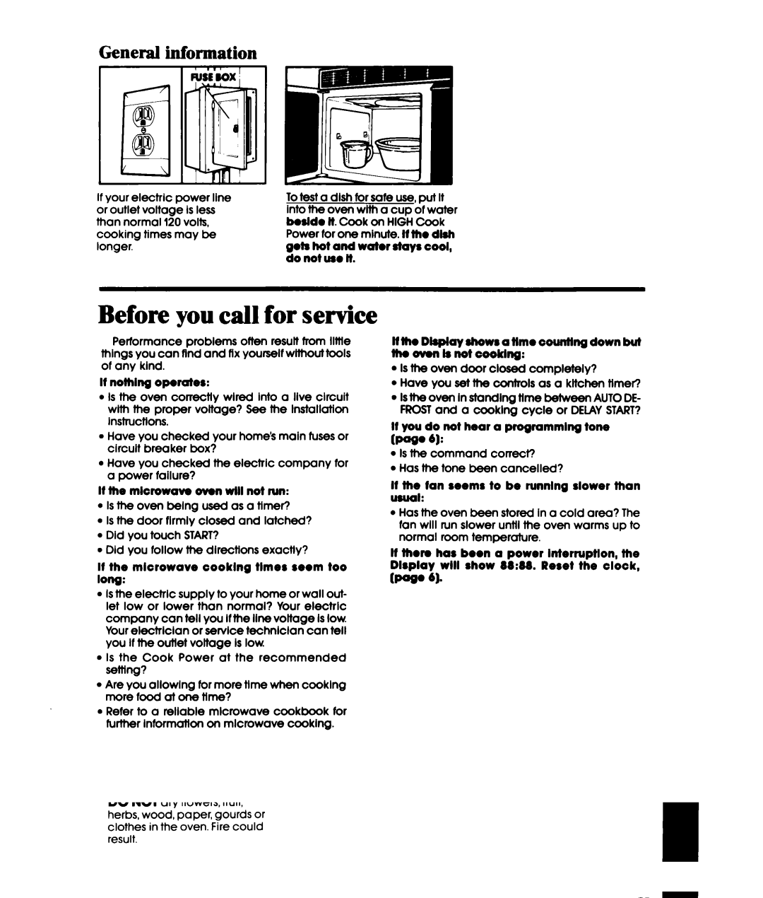 Whirlpool MHE10VW, MHE10RW warranty Before you call for service 