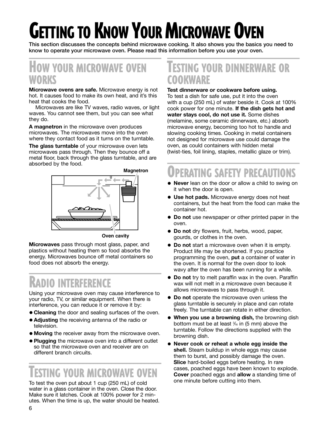 Whirlpool MHE13XH warranty Works Cookware, Getting to Know Your Microwave Oven 