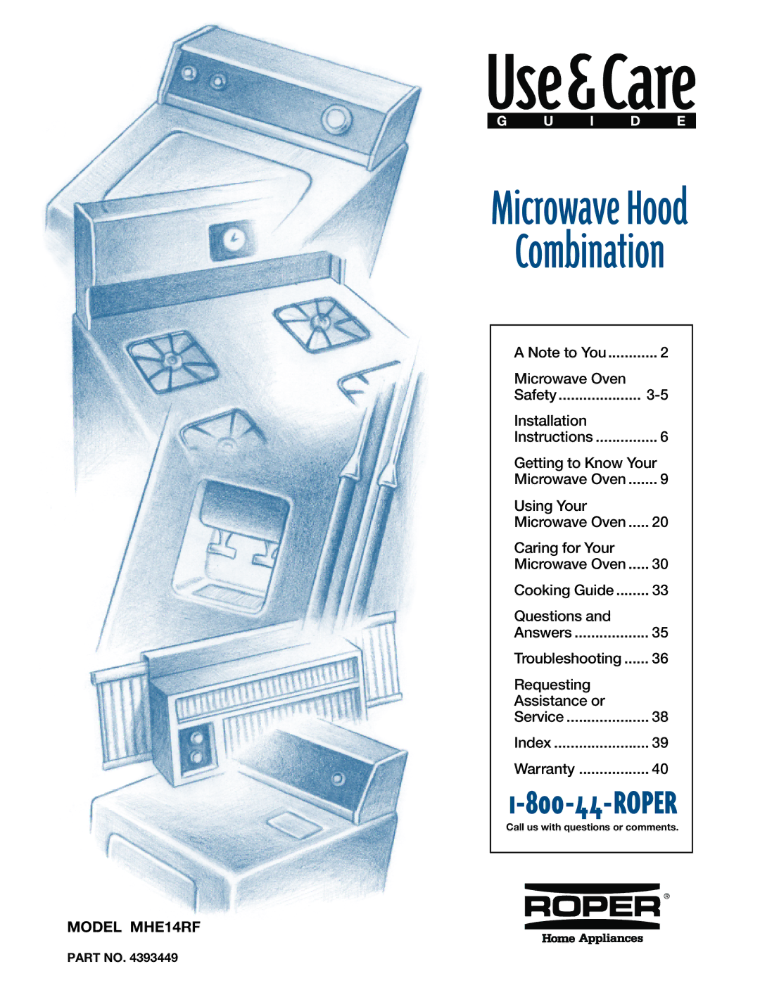 Whirlpool MHE14RF installation instructions Use&Care 