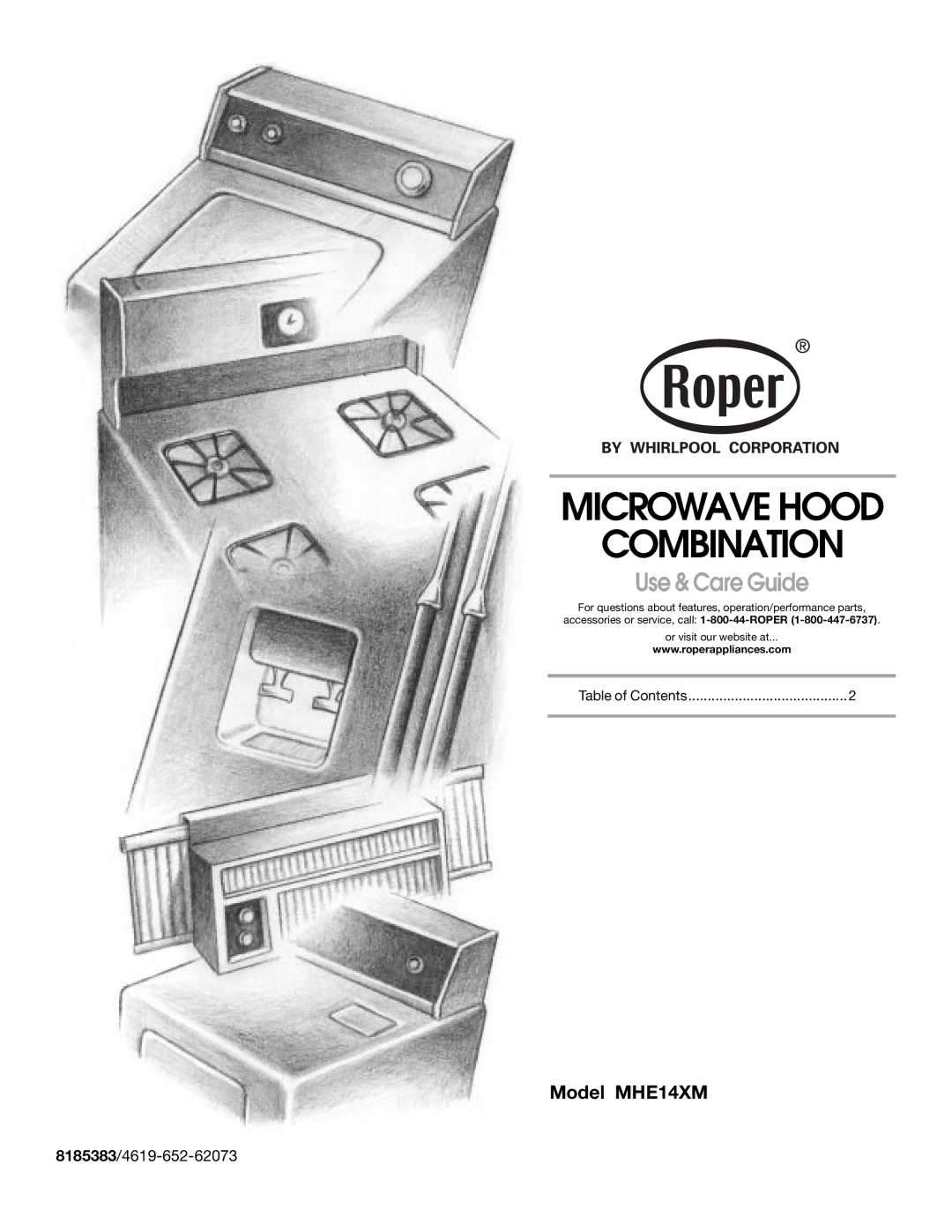 Whirlpool MHE14XM manual Microwave Hood Combination, Use & Care Guide 