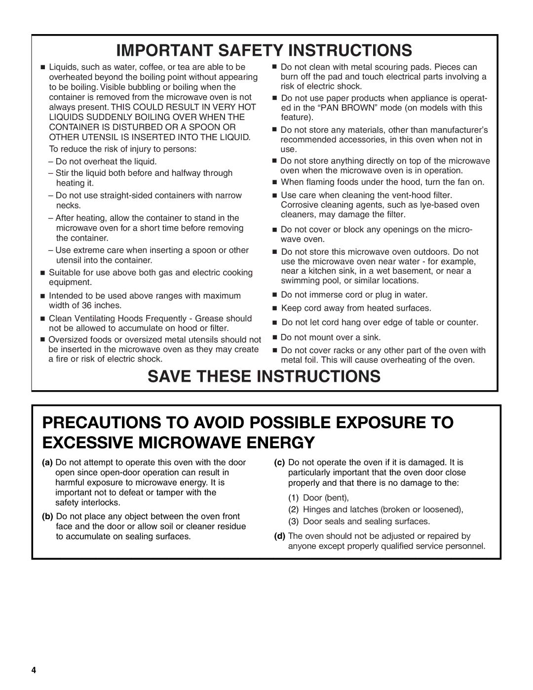 Whirlpool MHE14XM manual Important Safety Instructions 