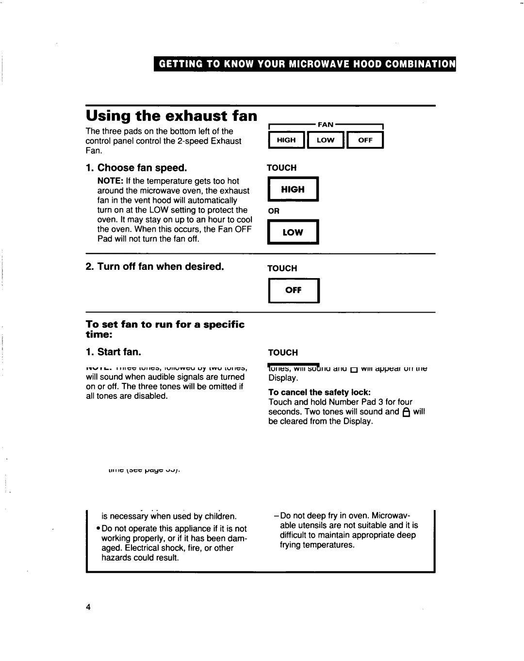 Whirlpool MHEI IRD warranty Using the exhaust fan, Choose fan speed, Choose timer, YOU see 