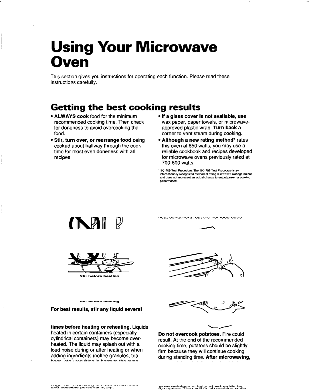 Whirlpool MHEI IRD warranty Using Your Microwave Oven, Getting the best cooking, Results 