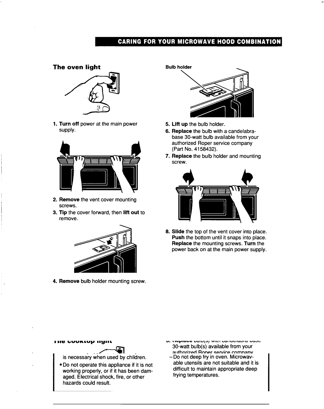 Whirlpool MHEI IRD warranty Vim, Oven light 