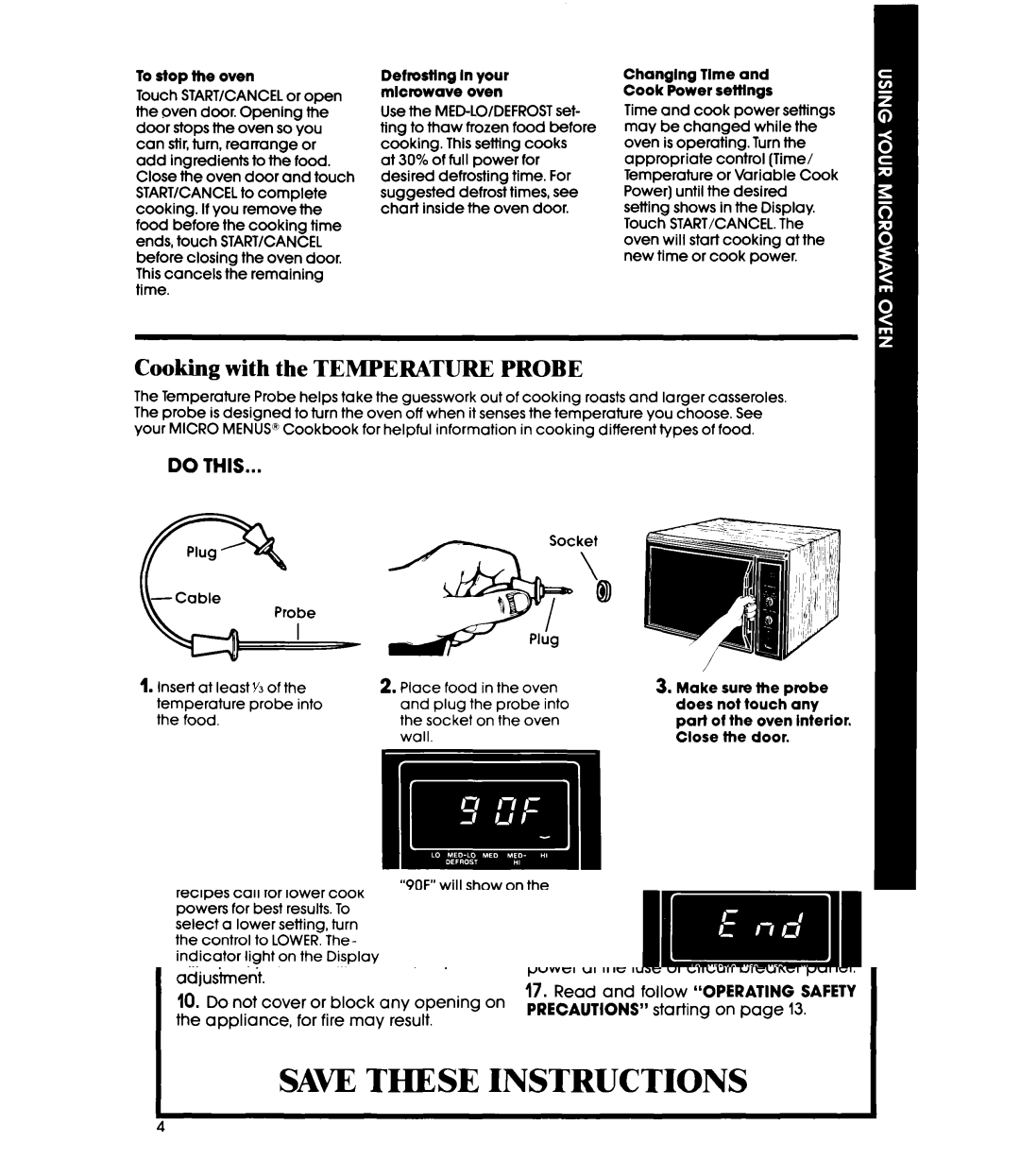 Whirlpool Microwace Oven manual Cooking with the Temperature Probe, Do this 