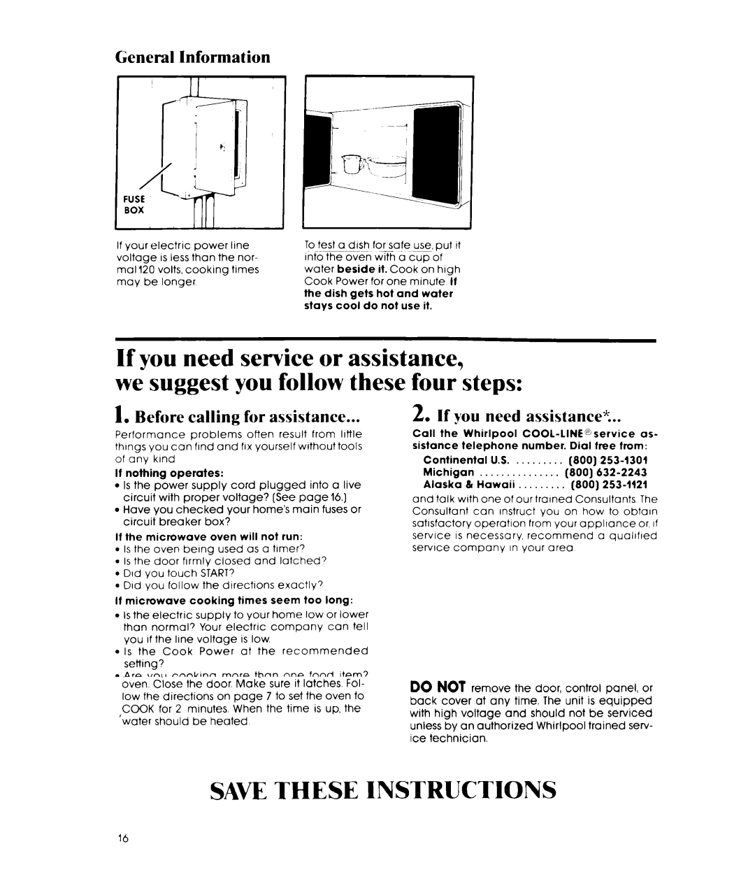 Whirlpool 252, Microwave Oven, MW3500XP General Information, Before calling for assistance, If you need assistance?, Start’ 