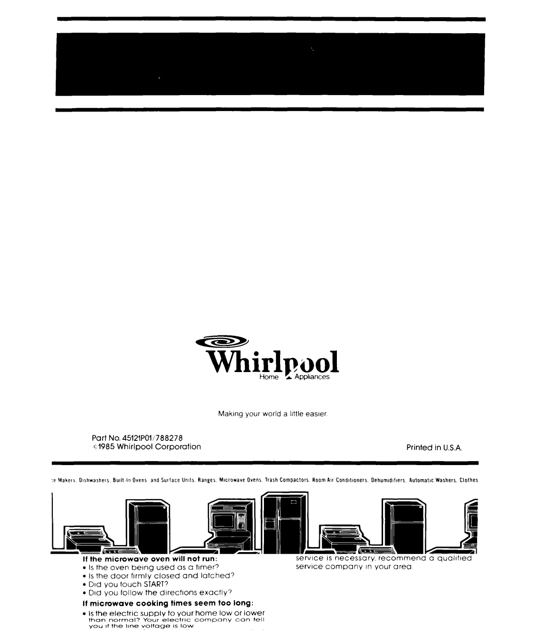 Whirlpool Microwave Oven, MW3500XP, 252 manual Whirlp001 